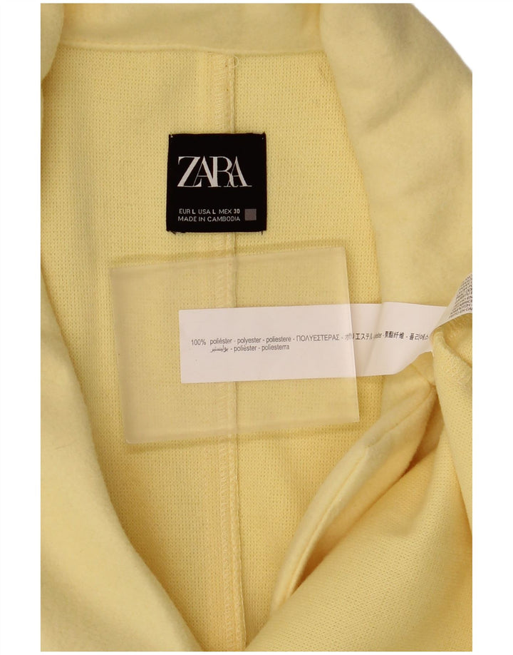 Zara Womens Open Overcoat UK 16 Large Gelb Polyester