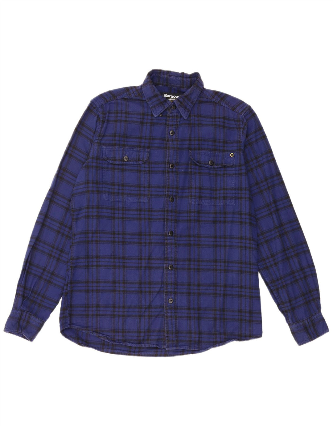 Barbour Herren-Flanellhemd aus mittelblau karierter Baumwolle
