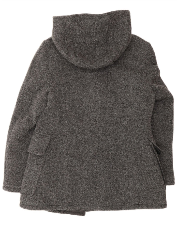 VINTAGE Damen Dufflecoat mit Kapuze IT 48 XL Graue Wolle