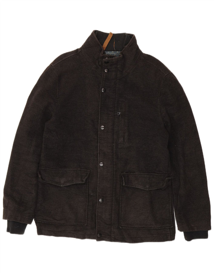 Marks & Spencer Herren-Windbreaker-Jacke, UK 38, mittelgraue Baumwolle