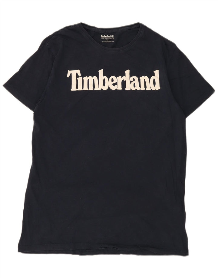 Timberland Herren Grafik-T-Shirt-Oberteil aus mittelblauer Baumwolle