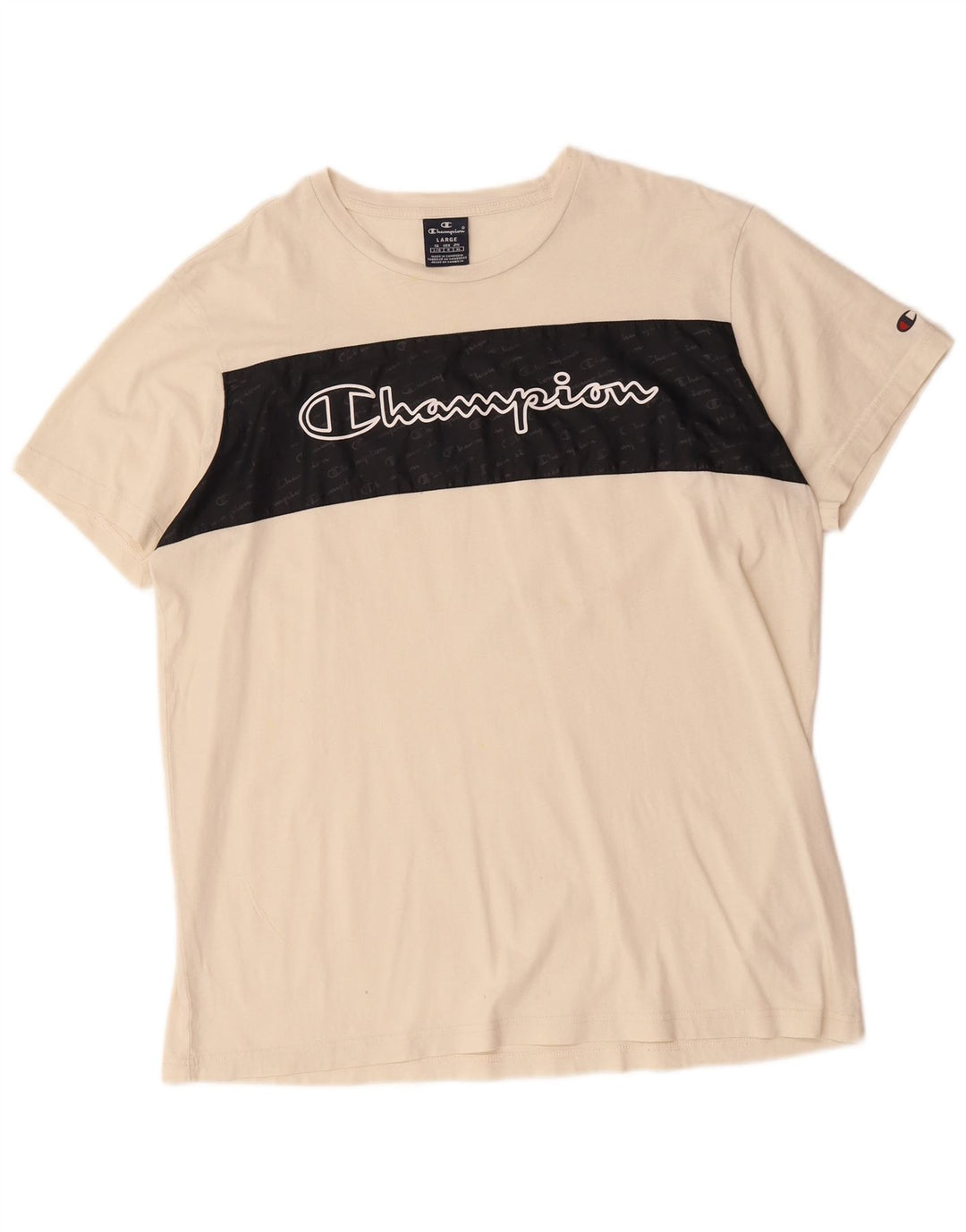 Champion Herren-T-Shirt mit Grafik, Größe L, aus weißer Baumwolle