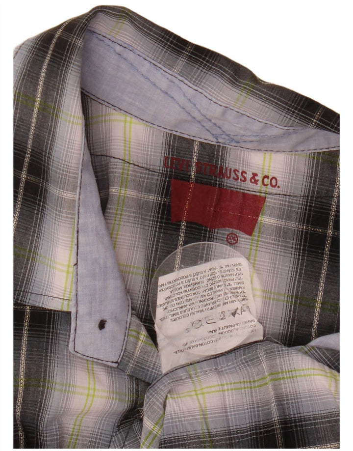 LEVI'S Herren Kurzarmhemd 2XL schwarz kariert Baumwolle