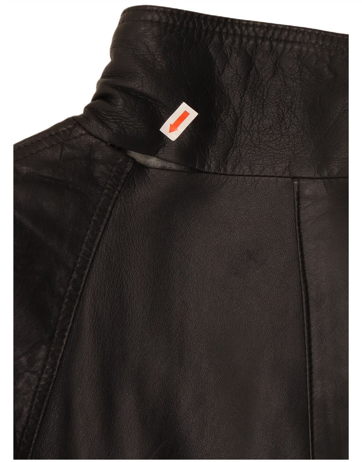Vintage Damen Lederjacke UK 14 Großes schwarzes Leder
