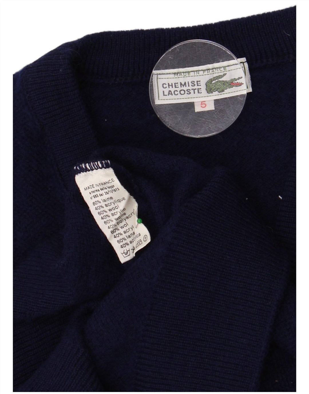 LACOSTE Herren Weste Tank Top Größe 5 Große Marineblaue Wolle