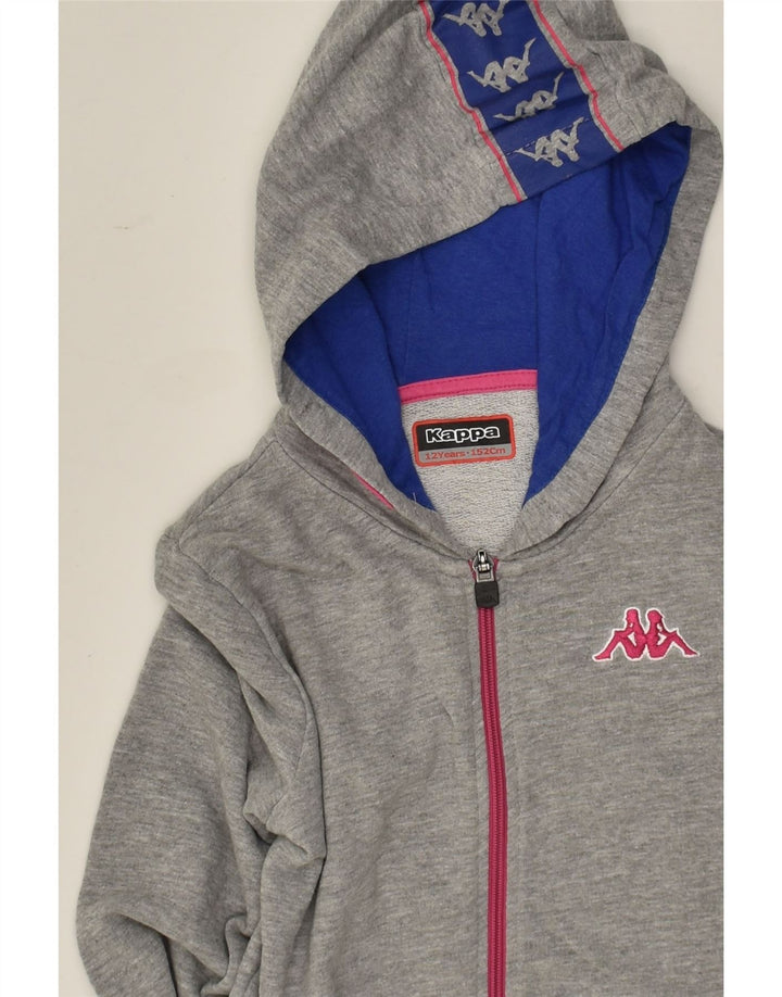 KAPPA Girls Graphic Zip Hoodie Sweater 11-12 Years Grey | Vintage Kappa | Thrift | Second-Hand Kappa | Used Clothing | Messina Hembry 
