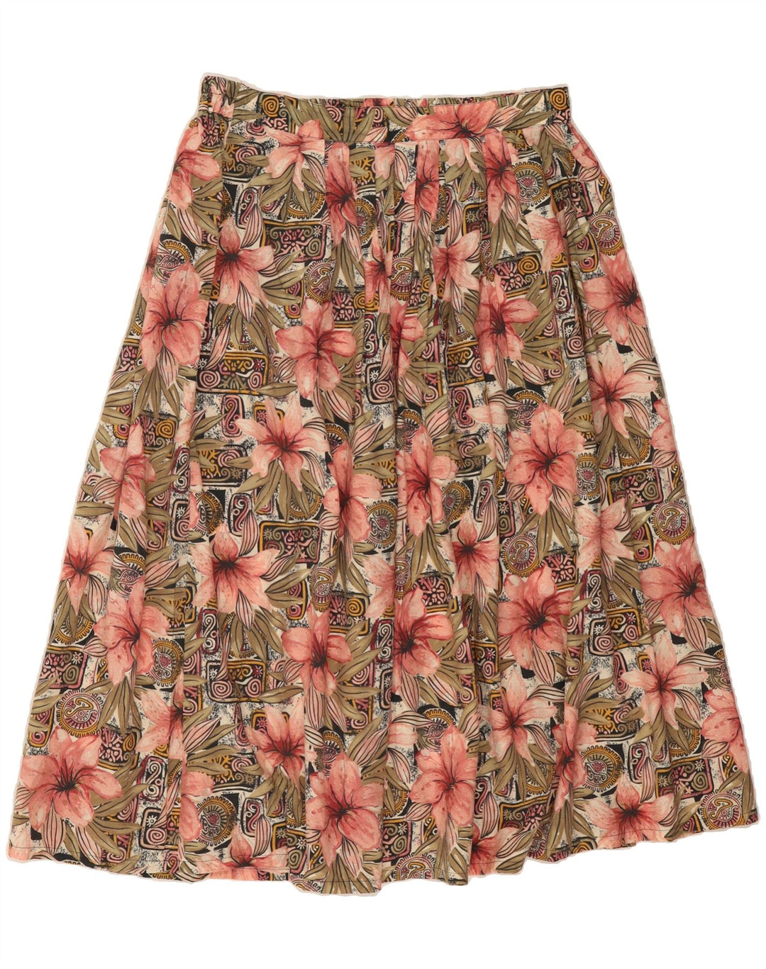 VINTAGE Womens Pleated Skirt IT 44 Medium W30 Multicoloured Floral Vintage Vintage and Second-Hand Vintage from Messina Hembry 