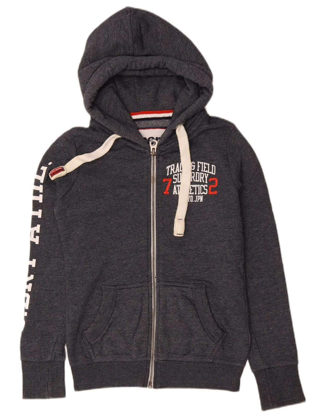 SUPERDRY Herren Track & Field Graphic Zip Hoodie Pullover XS Grau Baumwolle