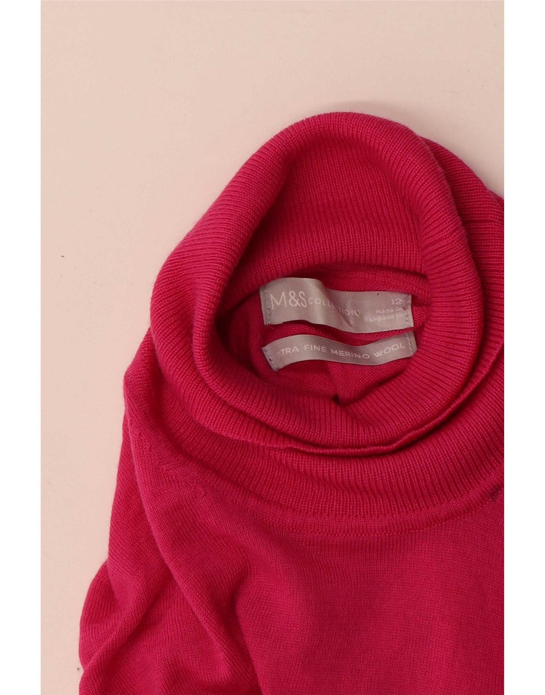 Marks & Spencer Rollkragenpullover für Damen, Gr. 12, Mittelrosa