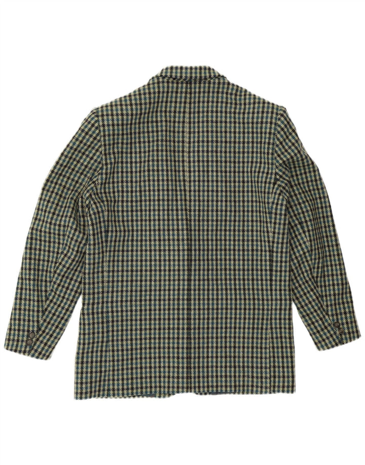 MONTEZEMOLO Herren-Blazer mit 2 Knöpfen, UK 40, große grün karierte Wolle