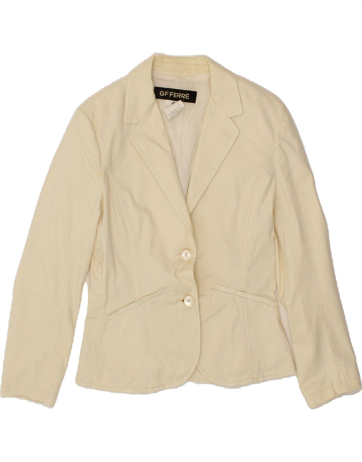 GF FERRE Womens 2 Button Blazer Jacket IT 42 Medium Off White Cotton Vintage GF Ferre and Second-Hand GF Ferre from Messina Hembry 