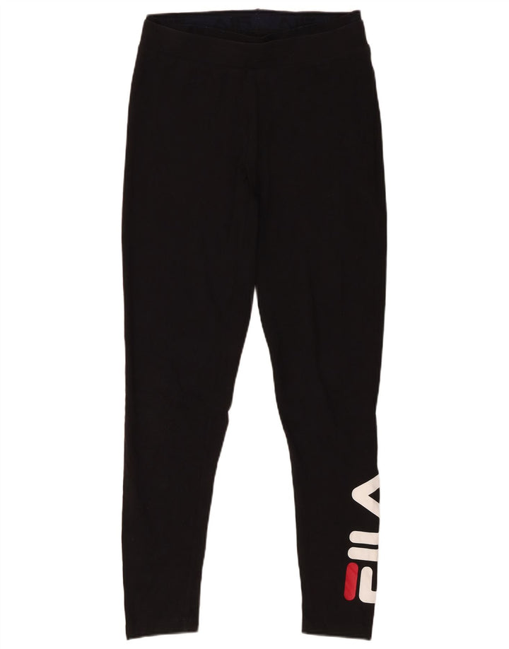 Fila Womens Graphic Leggings UK 12 Mittelschwarze Baumwolle