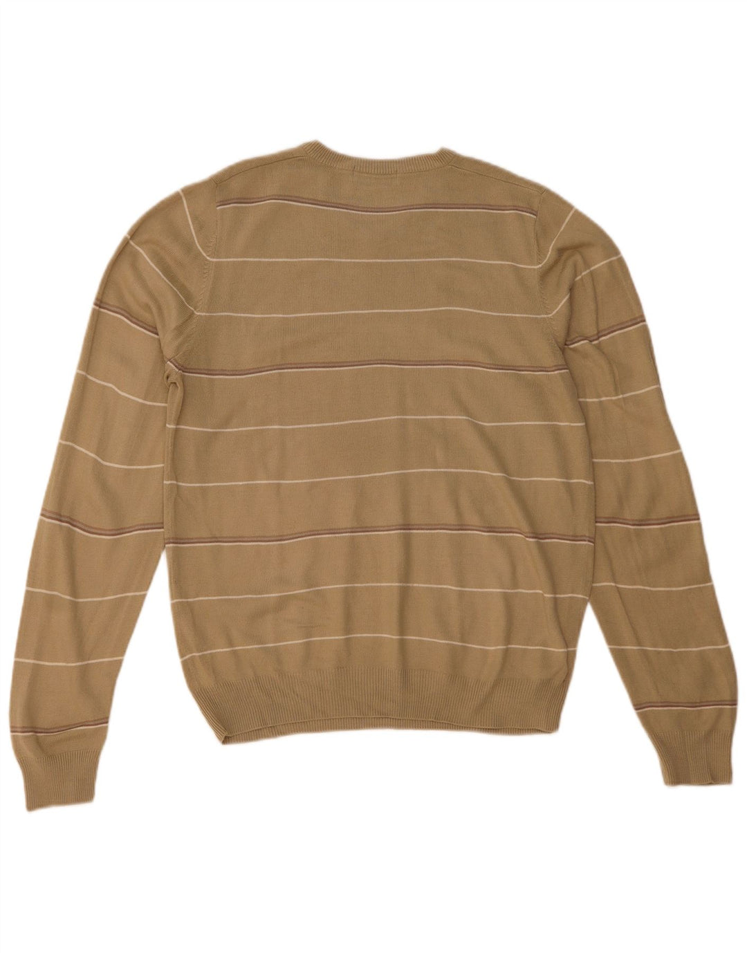 Marks & Spencer Herren Blue Harbor V-Ausschnitt Pullover Pullover Small Beige gestreift