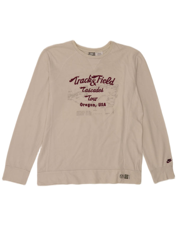Nike Herren Graphic Sweatshirt Pullover UK 45/47 XL Weiße Baumwolle