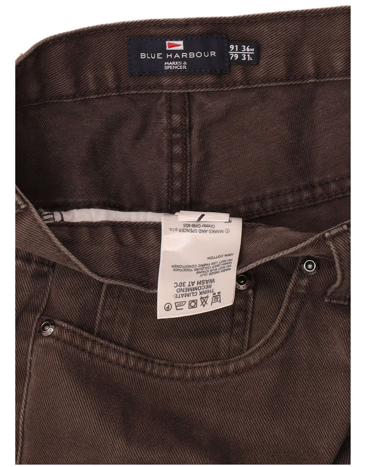 Marks & Spencer Herren Blue Harbor Straight Jeans W36 L31 Braune Baumwolle