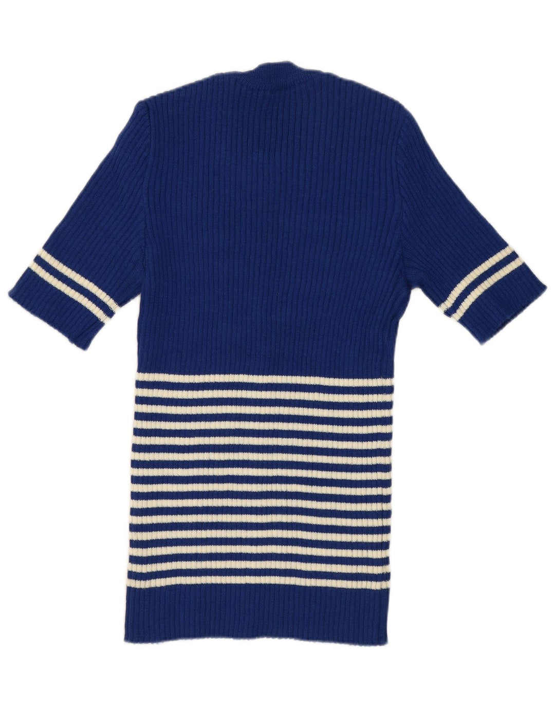 Vintage Damen Pullover mit Rundhalsausschnitt UK 12 Mittelblau gestreift