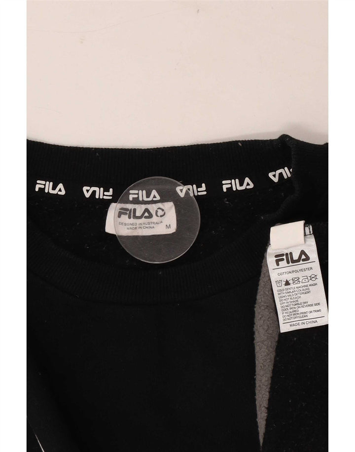Fila Herren Grafik-Sweatshirt-Pullover aus mittelschwarzer Colourblock-Baumwolle