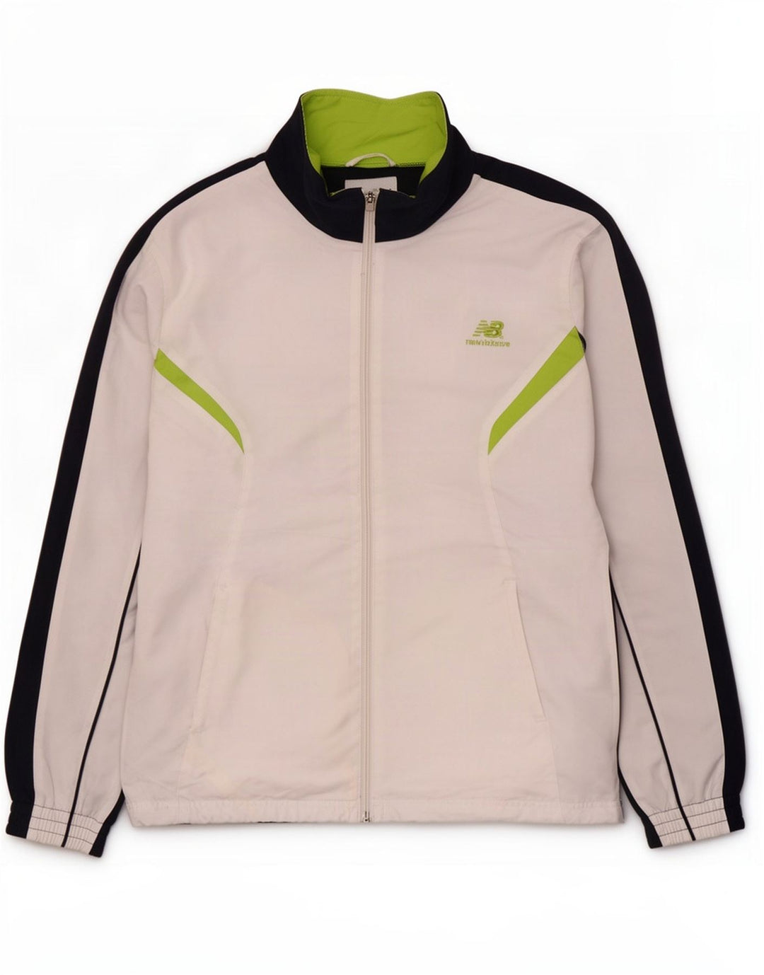 New Balance Herren-Trainingsanzugoberteil, XL, weißes Colourblock-Polyester