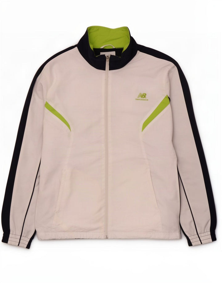 New Balance Herren-Trainingsanzugoberteil, XL, weißes Colourblock-Polyester