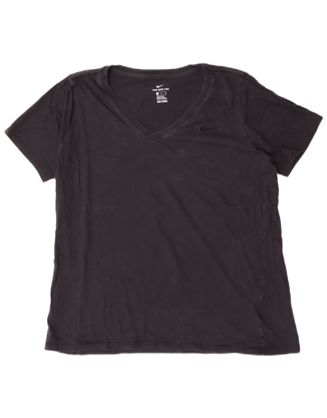 Nike Damen Athletic Cut T-Shirt Top UK 18 XL Schwarz Baumwolle