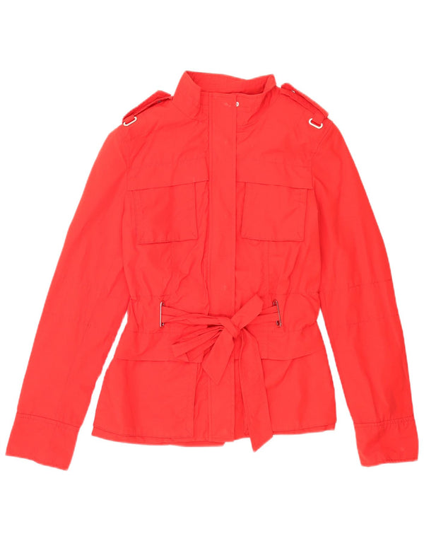 Zara Damen Militärjacke UK 10 Small Rote Baumwolle