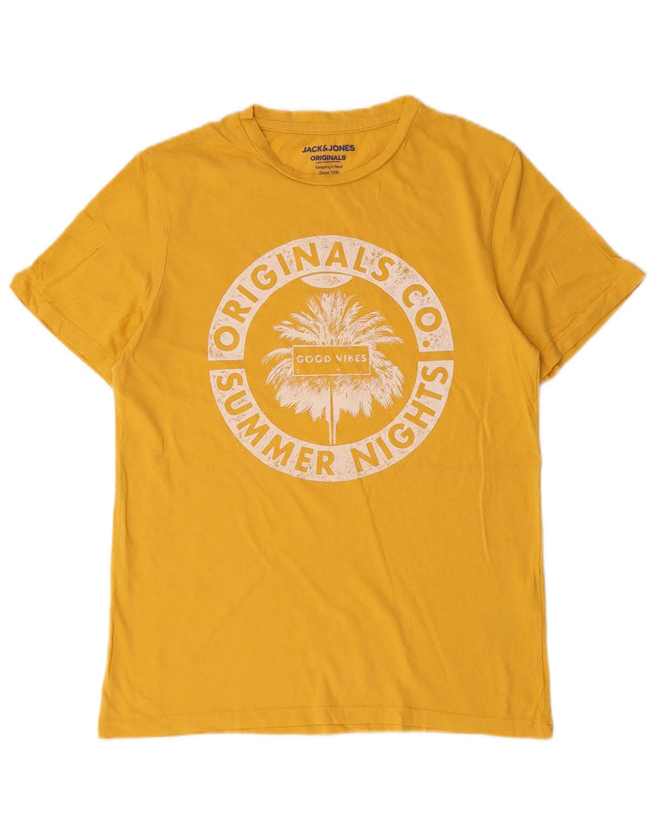 Jack & Jones Herren-T-Shirt mit Grafik, Größe S, Gelb, Baumwolle