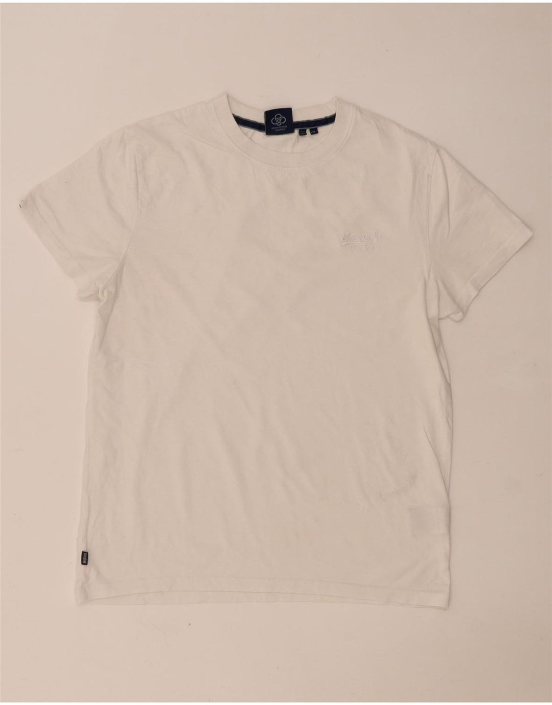 Superdry Herren T-Shirt-Oberteil aus mittelweißer Baumwolle