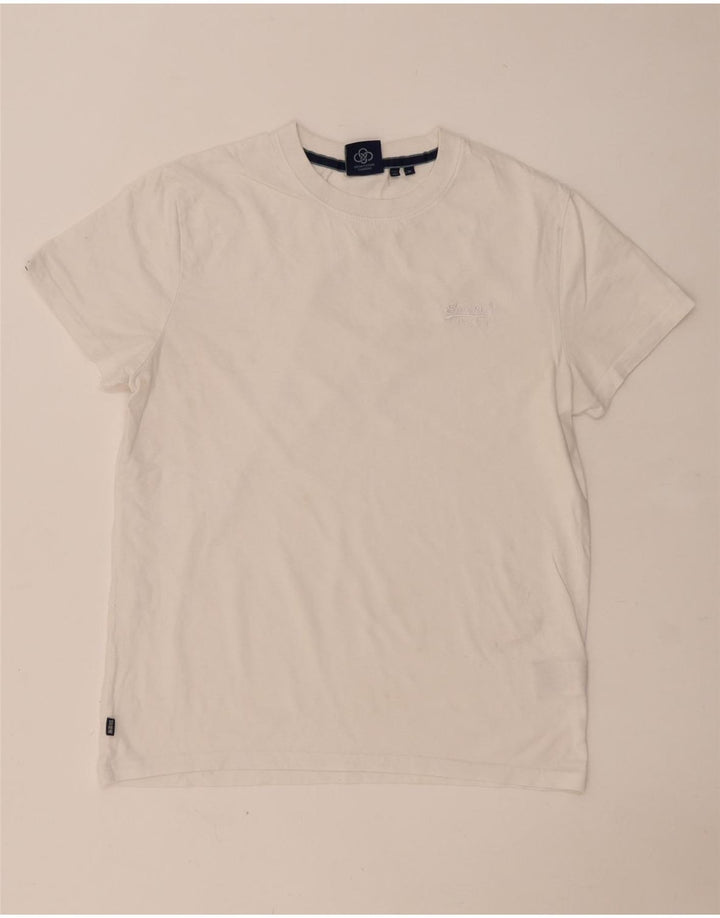 Superdry Herren T-Shirt-Oberteil aus mittelweißer Baumwolle