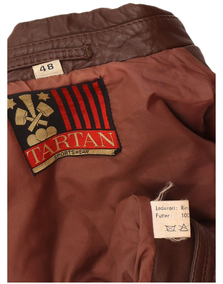 Tartan Herren Militärlederjacke IT 48 Mittelbraunes Leder