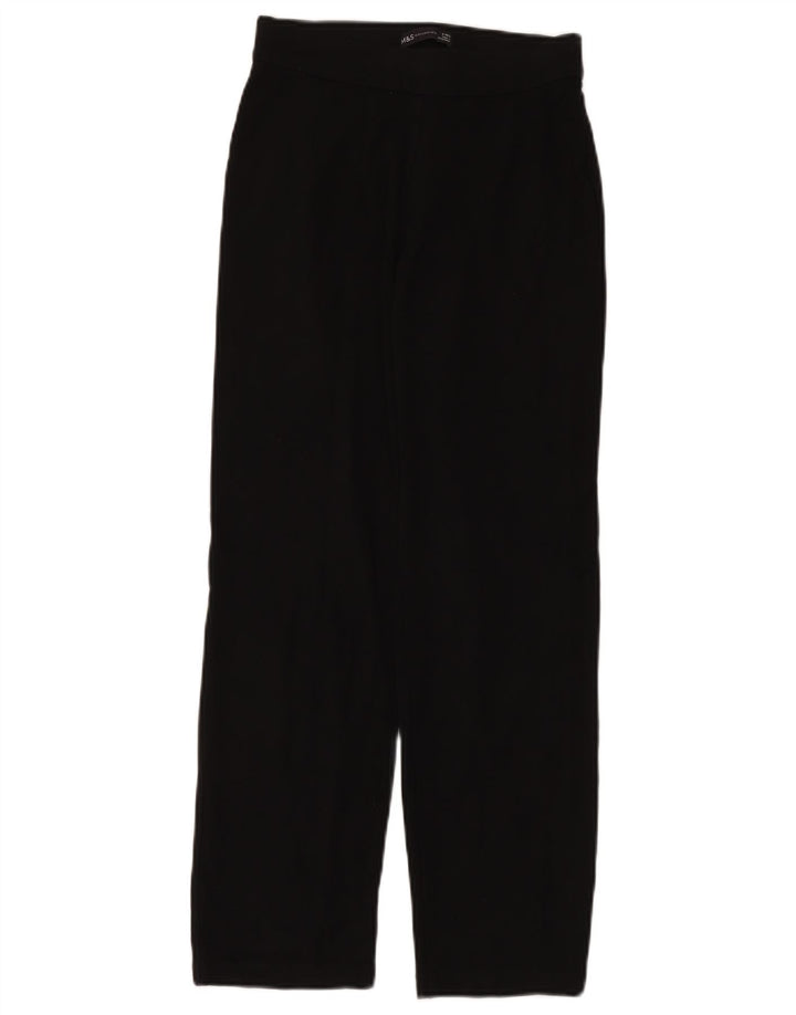 Marks & Spencer Damen Gerade Freizeithose UK 8 Small Schwarze Viskose