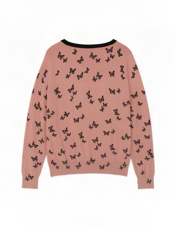 Marks & Spencer Damen-Cardigan-Pullover UK 16 Großer rosa Viskose-Schmetterling