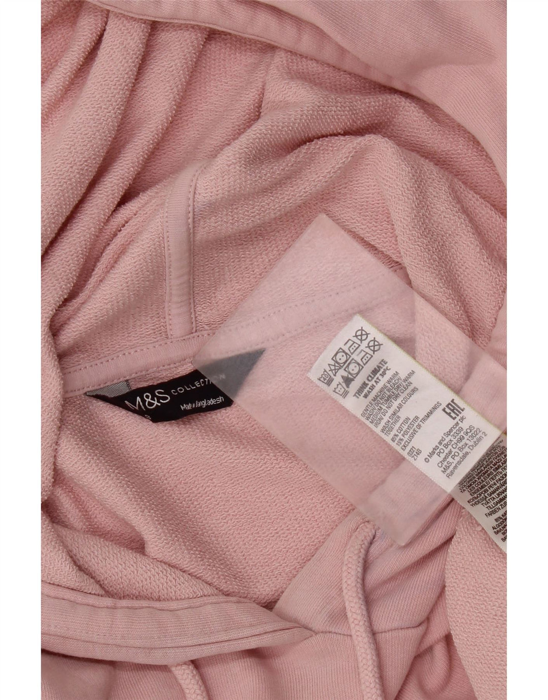 Marks & Spencer Damen-Pullover mit übergroßem Kapuzenpullover, Gr. 8, Größe S, Rosa, Baumwolle