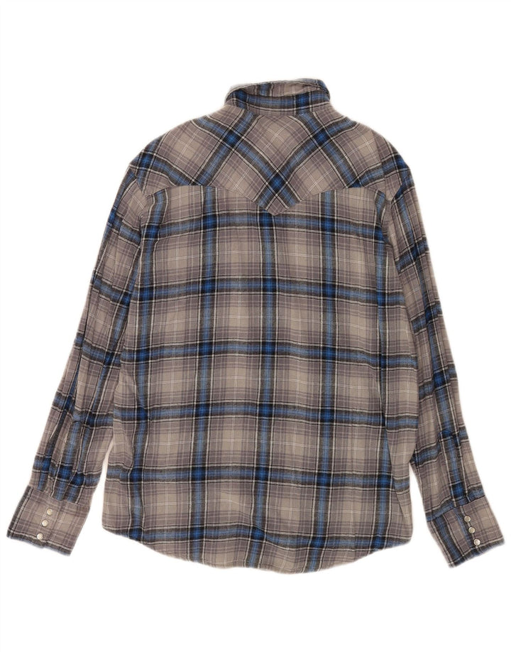 Wrangler Herren-Flanellhemd, groß, grau kariert, Baumwolle