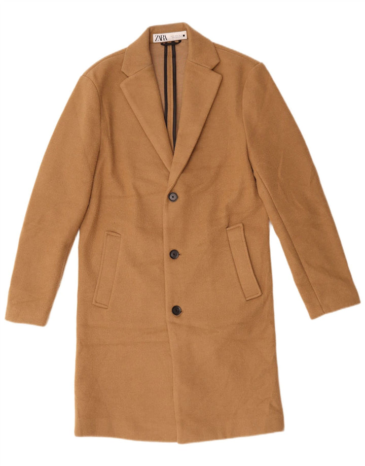 Zara Herren Übergroßer Mantel UK 34 XS Beige Polyester