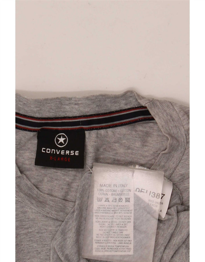 Converse Herren Grafik-T-Shirt-Oberteil XL aus grau gefleckter Baumwolle