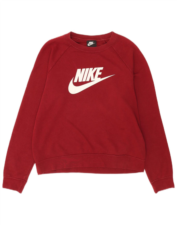 Nike Damen Grafik-Sweatshirt-Pullover, UK 14, mittlere Burgunderrote Baumwolle