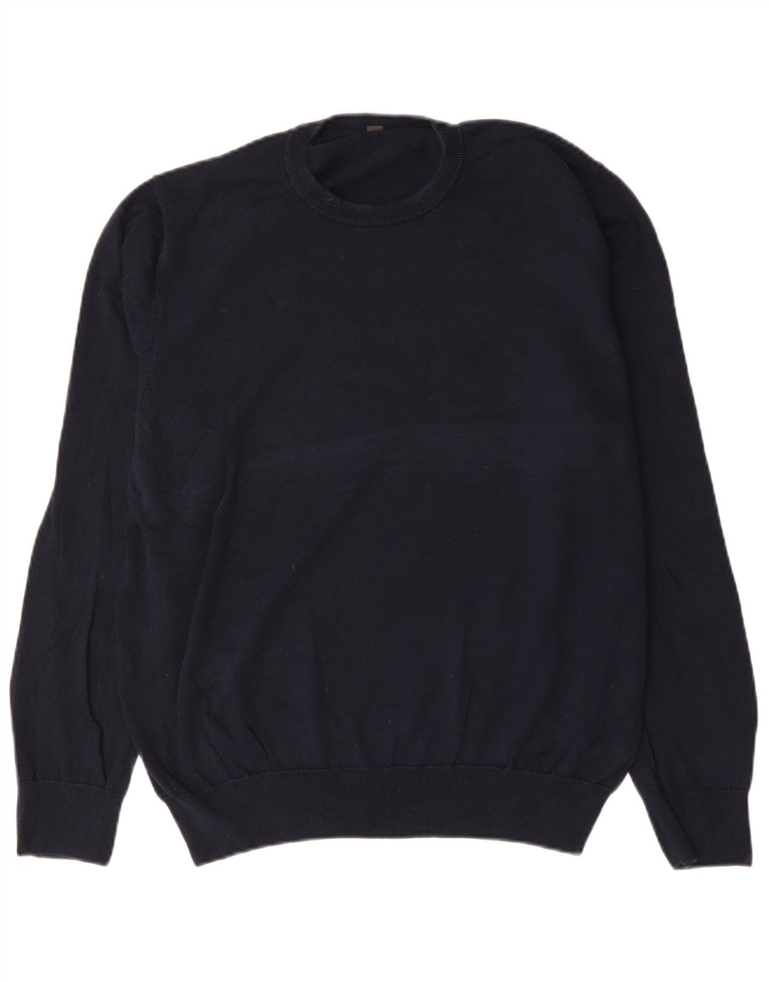Marks & Spencer Herren-Pullover mit Rundhalsausschnitt, XL, marineblaue Baumwolle
