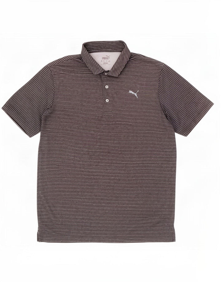 Puma Herren-Poloshirt, großes graues Nadelstreifen-Polyester