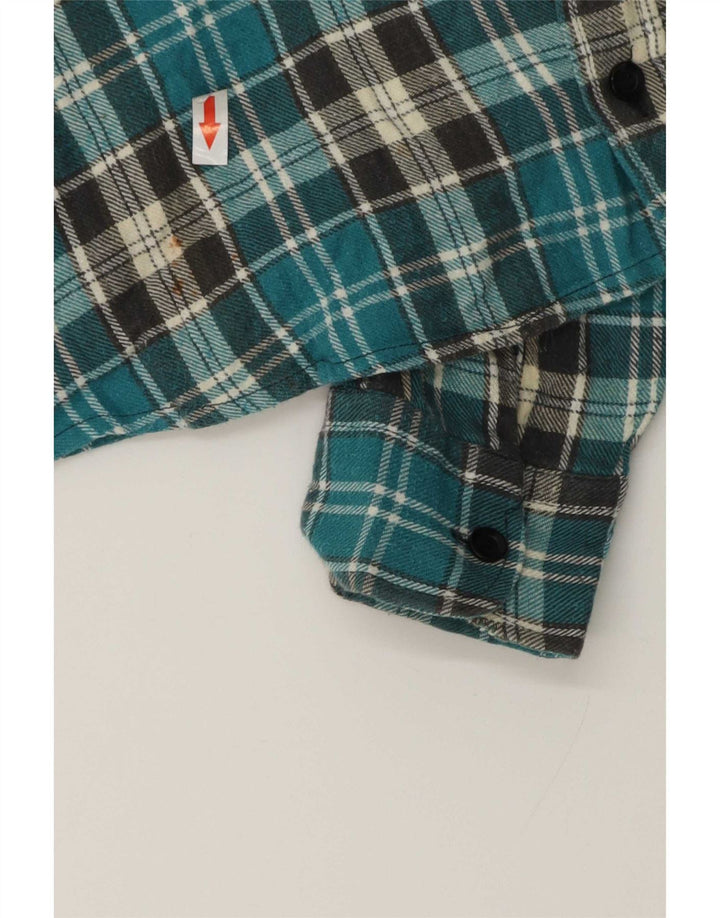 Vintage Herren Flanellhemd, klein, blau kariert, Baumwolle