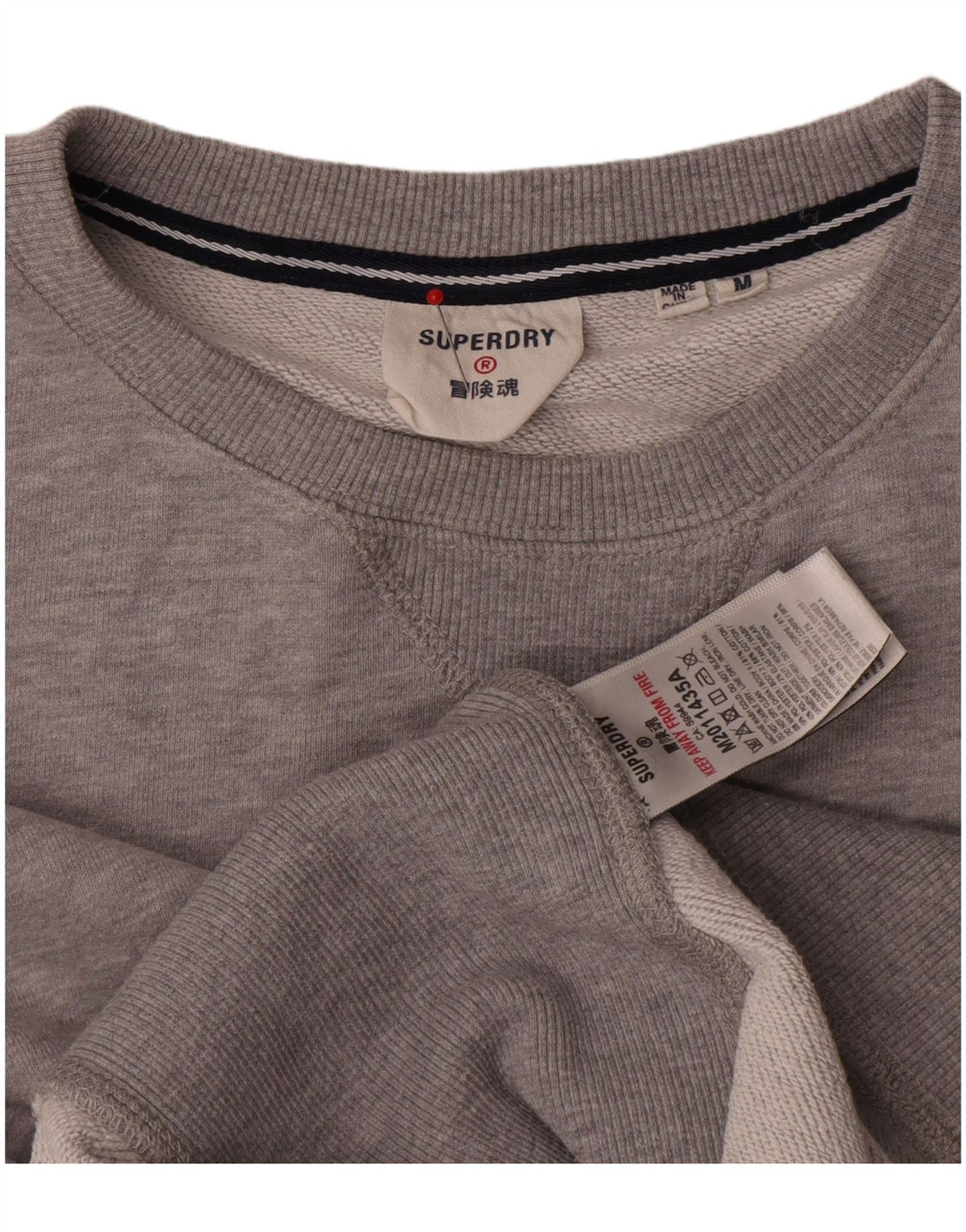 Superdry Herren Grafik-Sweatshirt-Pullover aus mittelgrau gesprenkelter Baumwolle