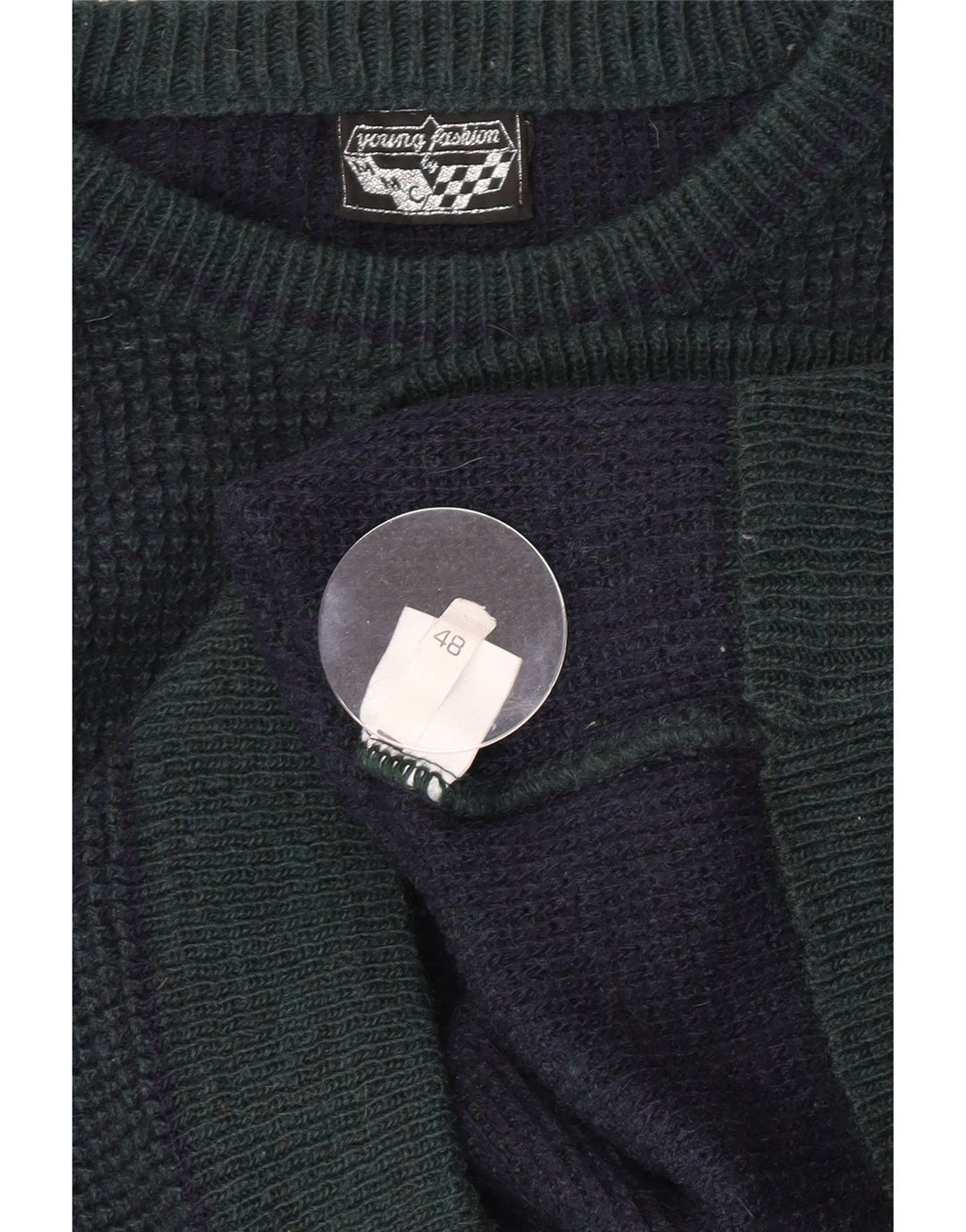 Vintage Herren Pullover mit Rundhalsausschnitt IT 48 Small Green