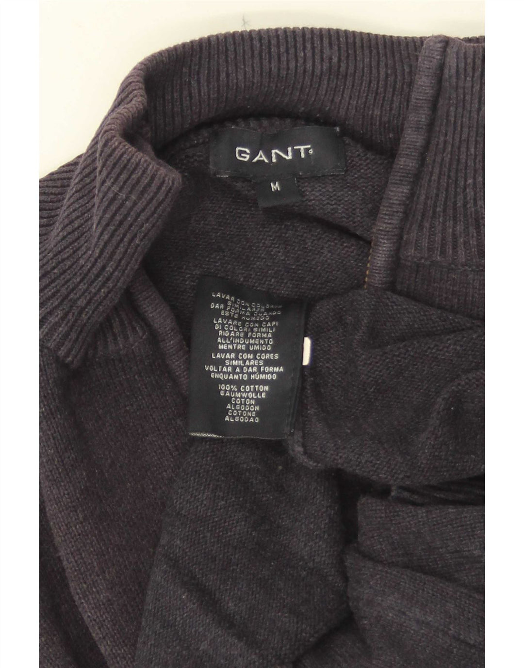 Gant Herren-Pullover mit Reißverschluss am Hals, mittlere marineblaue gesprenkelte Baumwolle