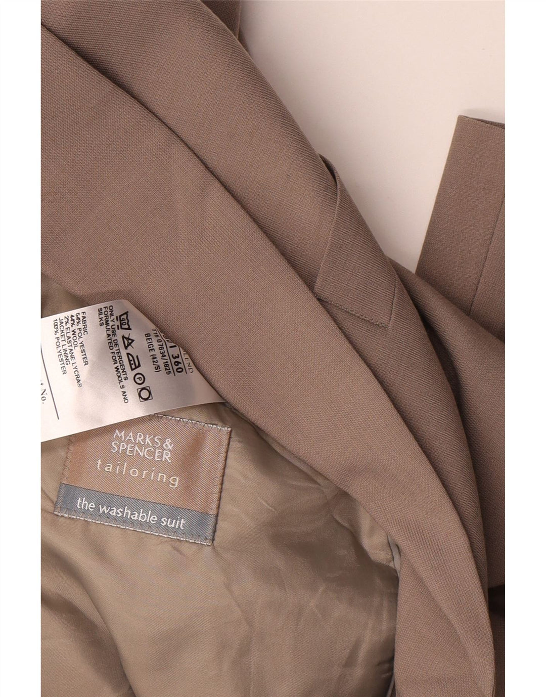Marks & Spencer Herren-Blazer mit 2 Knöpfen, UK 42, XL, Beige, Polyester
