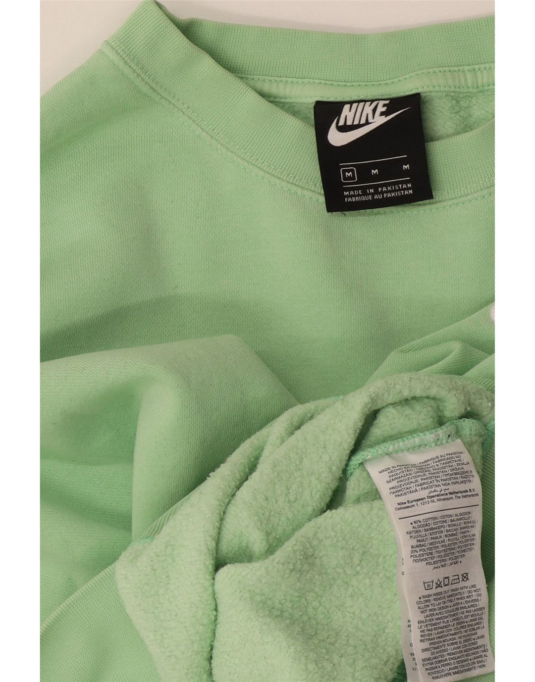 Nike Womens Crop Oversized Sweatshirt Pullover UK 14 Mittelgrüne Baumwolle