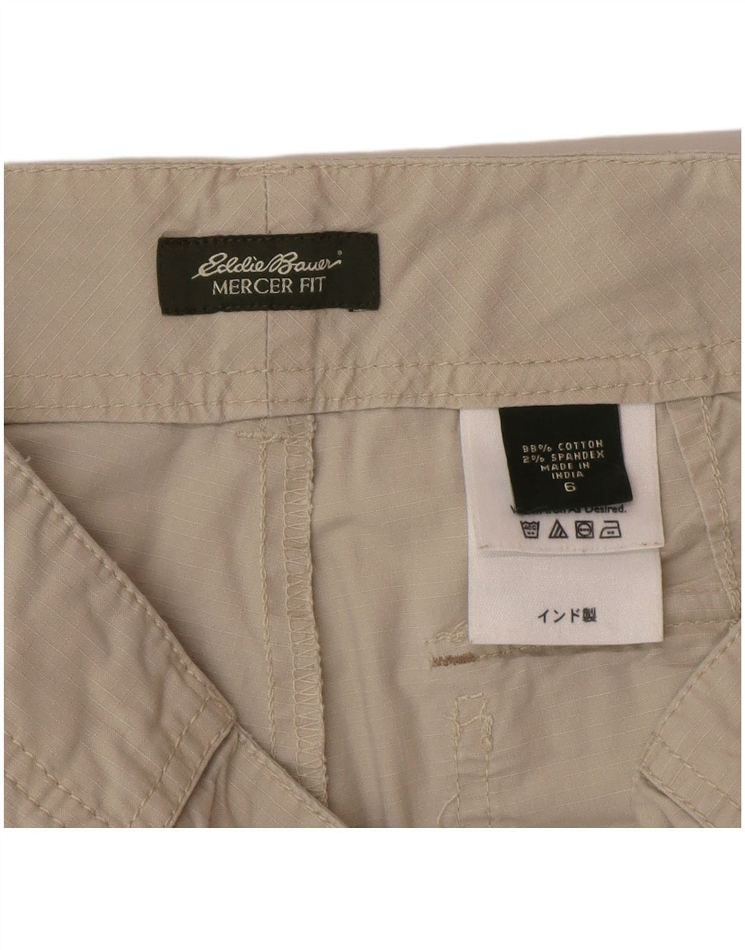 Eddie Bauer Damen Mercer Fit Cargo Shorts US 6 Medium W30 Beige Baumwolle