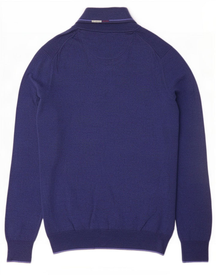 Massimo Dutti Herren-Pullover mit Reißverschluss am Hals, mittelmarineblaue Baumwolle