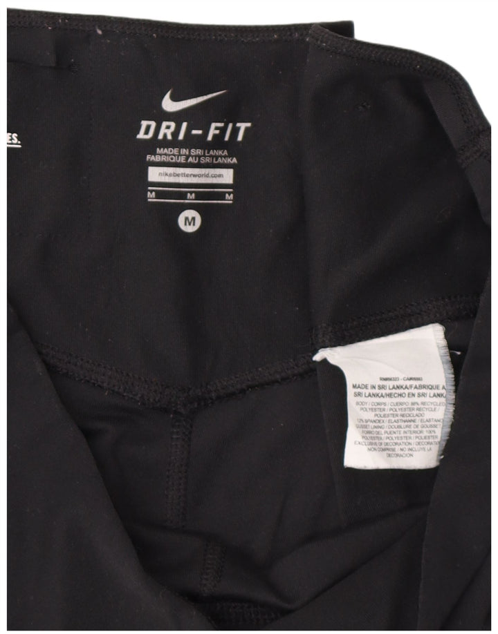 NIKE Womens Dri Fit Capri Leggings UK 14 Medium Schwarz Polyester