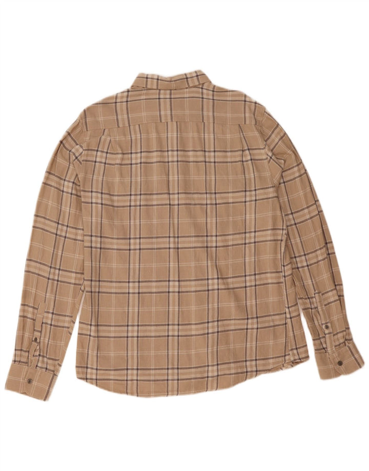 Reiss Herren-Flanellhemd mit normaler Passform, XL, beige kariert, Baumwolle