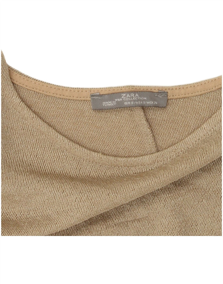 Zara Damen-Oversize-Oberteil mit 3/4-Ärmeln, Größe S, Beige, Farbblock