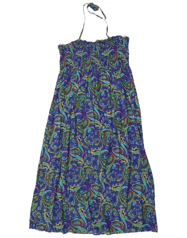 Marks & Spencer Damen Neckholder-Kleid UK 22 3XL Blaue Paisley-Viskose